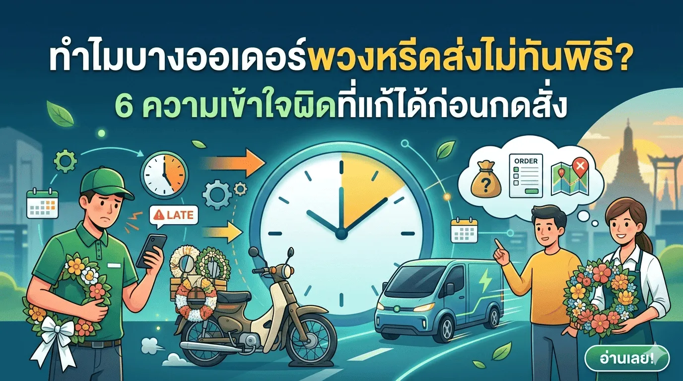 ภาพประกอบบทความสีพวงหรีด ทำไมบางออเดอร์พวงหรีดส่งไม่ทันพิธี