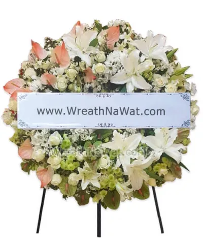 จัดทำพวงหรีดดอกไม้สด ส่งตรงถึงศาลาวัด